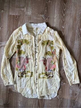 Aratta Silent Journey Bird Embroidered Blouse